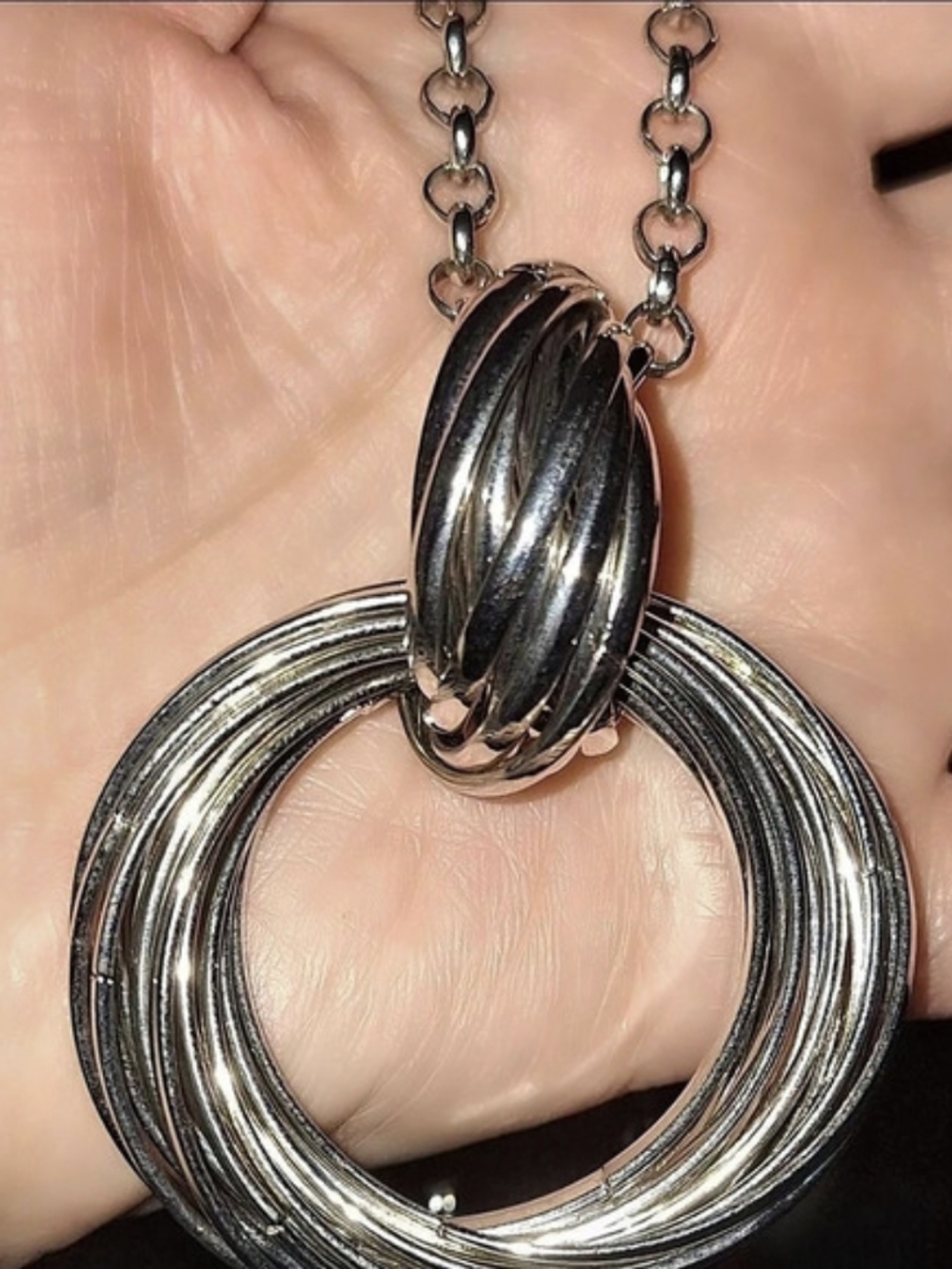 Silver Statement Pendant Necklace Like New